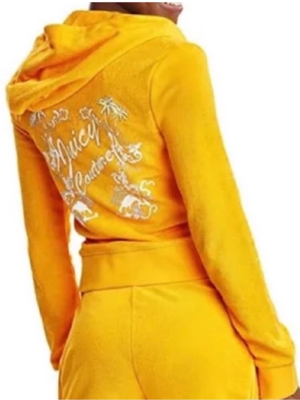 Juicy Couture Small Hoodie Terry Logo Hoodie Zip Front In Pushpop Yellow NWT